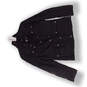 Women Black Long Sleeve Collared Pockets Full Zip Jacket Size Medium image number 1