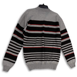 Mens Multicolor Striped Knitted 1/4 Zip Pullover Sweater Size Large alternative image