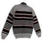 Mens Multicolor Striped Knitted 1/4 Zip Pullover Sweater Size Large image number 2