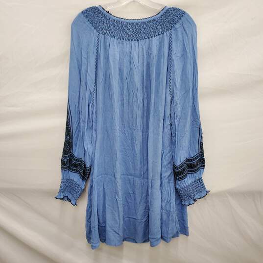 NWT Free People WM's Wind Willow Embroidered River Skies Blue Polyester Blend Dress Size M image number 2