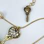 Designer Betsey Johnson Gold Tone Bead & Key Illusion Layered Necklace image number 3