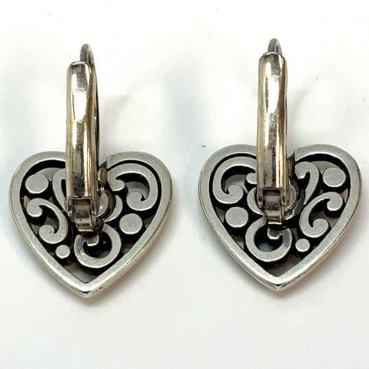 Designer Brighton Silver-Tone Contempo Heart Shape Lever Back Drop Earrings image number 3