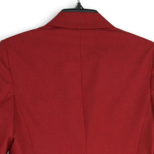 Womens Red Notch Lapel Single Breasted Long Sleeve One Button Blazer Size 6 image number 4