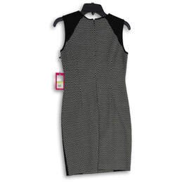 NWT Womens Black Geometric Round Neck Back Zip Sheath Dress Size 4P alternative image