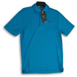 NWT Under Armour Mens Blue Short Sleeve Collared Polo Shirt Size Small