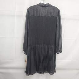 Nanette Lepore Black Silver Metallic Pleated Long Sleeve Dress Women's Size 14 NWT alternative image