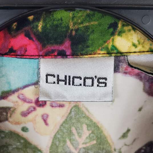 Chico's Women Multicolor Floral Zip Jacket Sz 1 image number 3