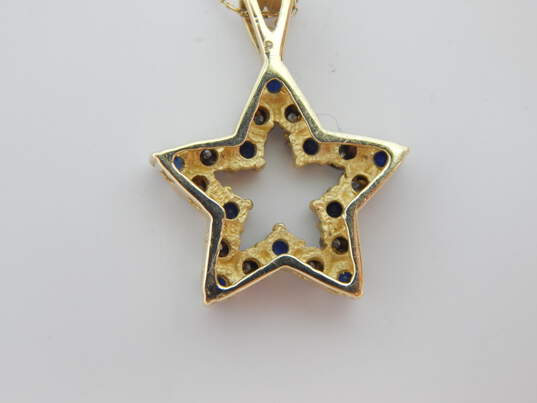 10K Yellow Gold 0.05 CTTW Diamond & Sapphire Open Star Pendant Necklace 3.7g image number 4