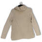 Womens Beige Knitted Long Sleeve Turtleneck Pullover Sweater Size Small image number 2