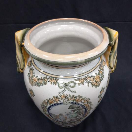 Chinese Hand-Painted Greek Style Porcelain 2 Handle Vase image number 7