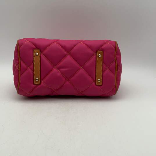Dooney & Bourke Womens Pink Quilted Double Handle Inner Pocket Handbag Purse image number 4