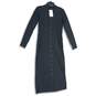 NWT Halogen Womens Black Ribbed Long Sleeve Button Front Sweater Dress Size S image number 1