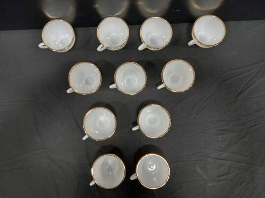 Bundle Of 11 Anchor Hocking White Sandwich White Gold Trim Punch Cups image number 2