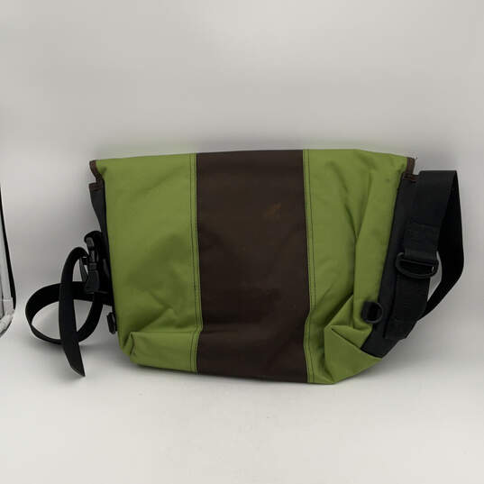 Mens Green Black Inner Pockets Adjustable Strap Buckle Messenger Bag image number 2
