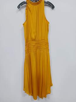White House Marigold Smocked Waist Satin Halter Dress S NWT alternative image