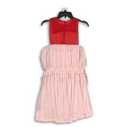 NWT Womens Pink Red Color Block Sleeveless Keyhole Back Mini Dress Size M alternative image