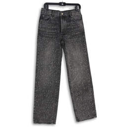 Womens Gray Denim Medium Wash 5 Pocket Design Straight Leg Jeans Size 2