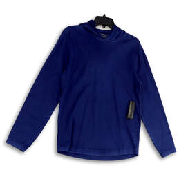 Mens Blue Regular Fit Long Sleeve V-Neck Hooded Pullover T-Shirt Size M