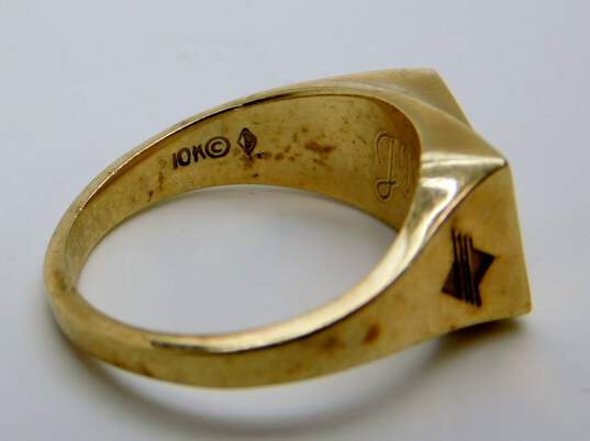 Vintage 10K Gold Ruby Accent Geometric Modernist Band Ring 6.3g image number 4