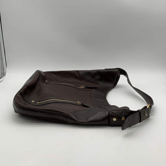 Womens Alfani Brown Leather Inner Pocket Adjustable Strap Zip Shoulder Bag image number 3