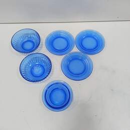 Bundle of 3 Hazel Atlas Moderntone Cobalt Blue Depression Glass Bowls & 3 Plates