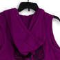 NWT Womens Purple V-Neck Sleeveless Button Detail Hooded T-Shirt Size 2W image number 4