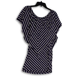 NWT Womens Blue White Striped Off The Shoulder Short Mini Dress Size Large alternative image