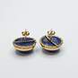 14K Gold Lapis Dome Post Earrings 7.2g image number 3