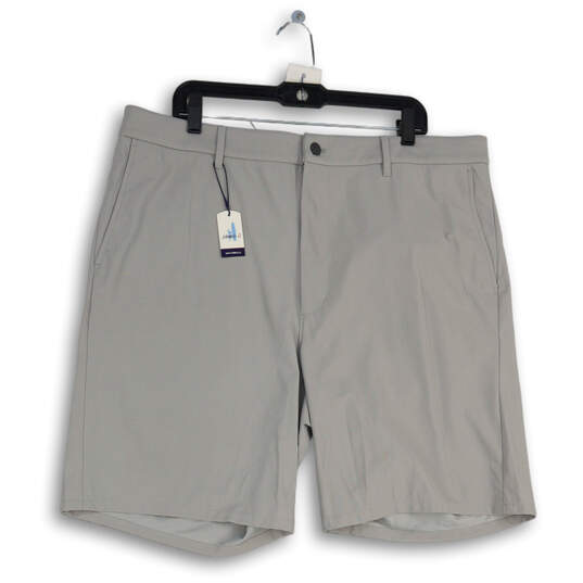 NWT Mens Gray Flat Front Slash Pocket Athletic Golf Chino Shorts Size 42 image number 1