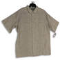 NWT Mens Beige Spread Collar Short Sleeve Button-Up Shirt Size XLT image number 1