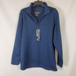 Mack Russo Men Blue Zip Up Pull Over Sweater L NWT