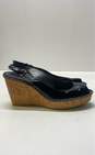 Stuart Weitzman Patent Leather Slingback Wedge Heels Black 10 image number 1