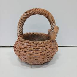 Vintage Handmade Ceramic Pottery Basket