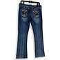 Womens Blue Denim Medium Wash Mid Rise Flared Leg Jeans Size 7/8R image number 2
