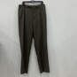 Mens Olive Green Flat Front Slash Pocket Straight Leg Dress Pants Size 36R image number 1