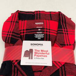 NWT Sonoma Womens Red Black Plaid Button-Up Shirt And Pants Pajama Set alternative image