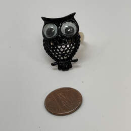 Designer Betsey Johnson Stylish Gold-Tone Google Black Owl Eyes Ring