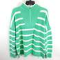 Lands End Women Green Striped Quarter Sweater XL NWT image number 1