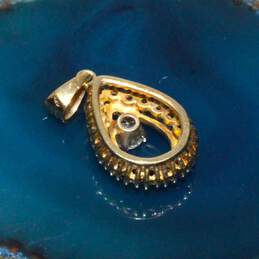 14K Yellow Gold Blue Sapphire Accent 4mm Round Diamond Teardrop Pendant - 3.92g alternative image