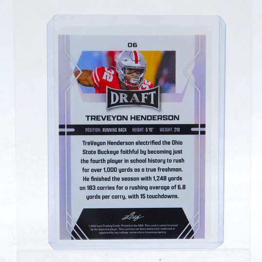 2022 Treveyon Henderson Leaf Draft Pre-Rookie Ohio St. image number 2