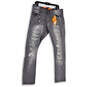 NWT Mens Gray Denim Medium Wash Distressed Straight Leg Jeans Size 34x32 image number 4