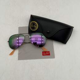 Ray Ban Mens Gray Orange UV Protection Full Rim Aviator Sunglasses with Case