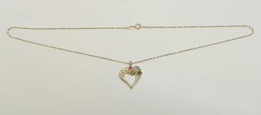Romantic 925 Black Hills Sterling Spinel Open Heart Pendant Necklace 4.1g image number 2
