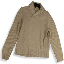 Womens Brown Long Sleeve Shawl Collar Pullover Sweater Size Medium