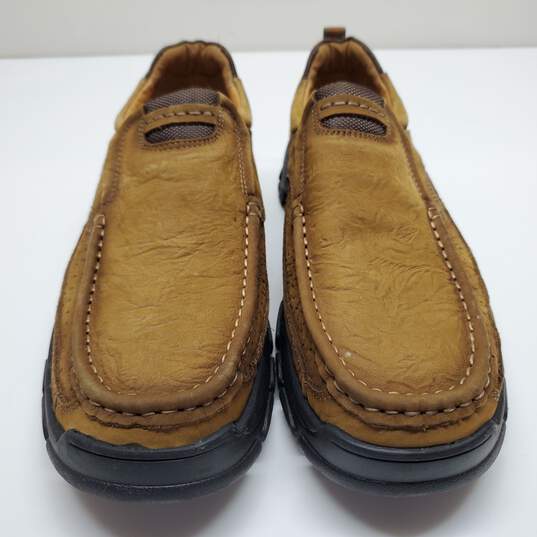Alitikavic Men's Brown Loafers Tooled Faux Leather Shoes Size 11 image number 2