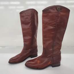 Frye Women's Melissa 2 Button Cognac Brown Leather Boots Size 7.5B