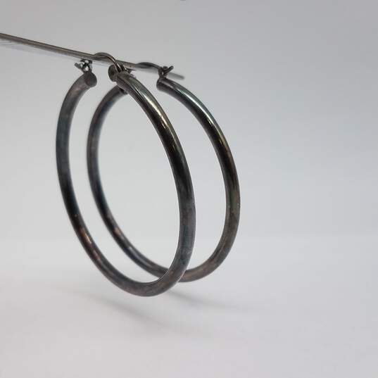 Sterling Silver Hoop Earring 7 Inch Tension Bracelet Bundle 2pcs 12.3g image number 2