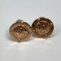 Designer Michael Kors Gold-Tone MK Logo Round Stud Earrings w/ Dustbag image number 3