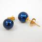 14K Gold Dark Blue Pearl Post Earrings 1.3g image number 4