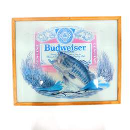 1984 Anheuser Busch Budweiser Fishing Advertising Bar Sign Man Cave Barware Decor